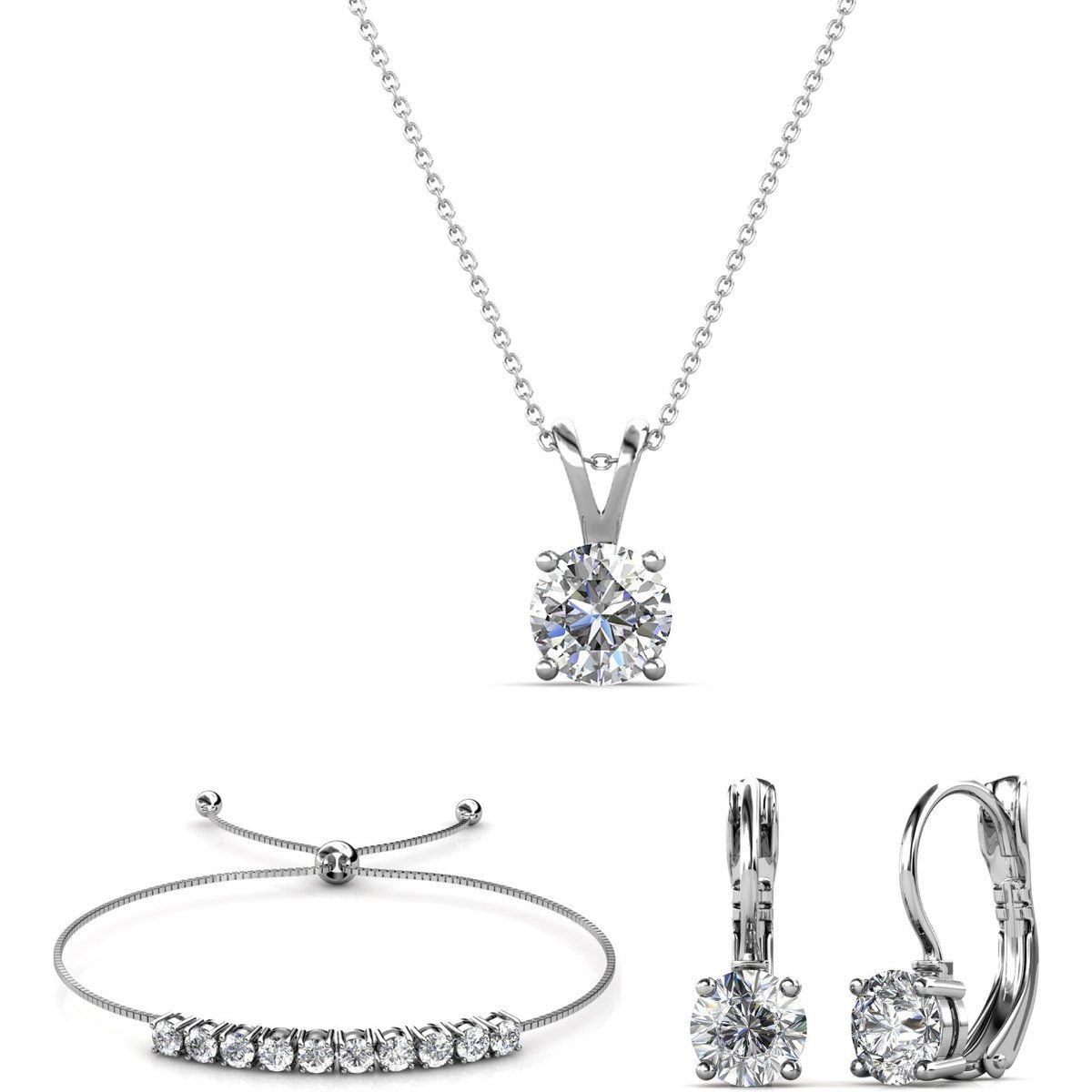 Rundes Kristall-Solitär-Schmuckset