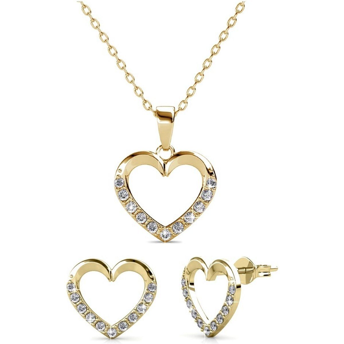 Schmuckset mit Herzanhänger und Ohrringen
