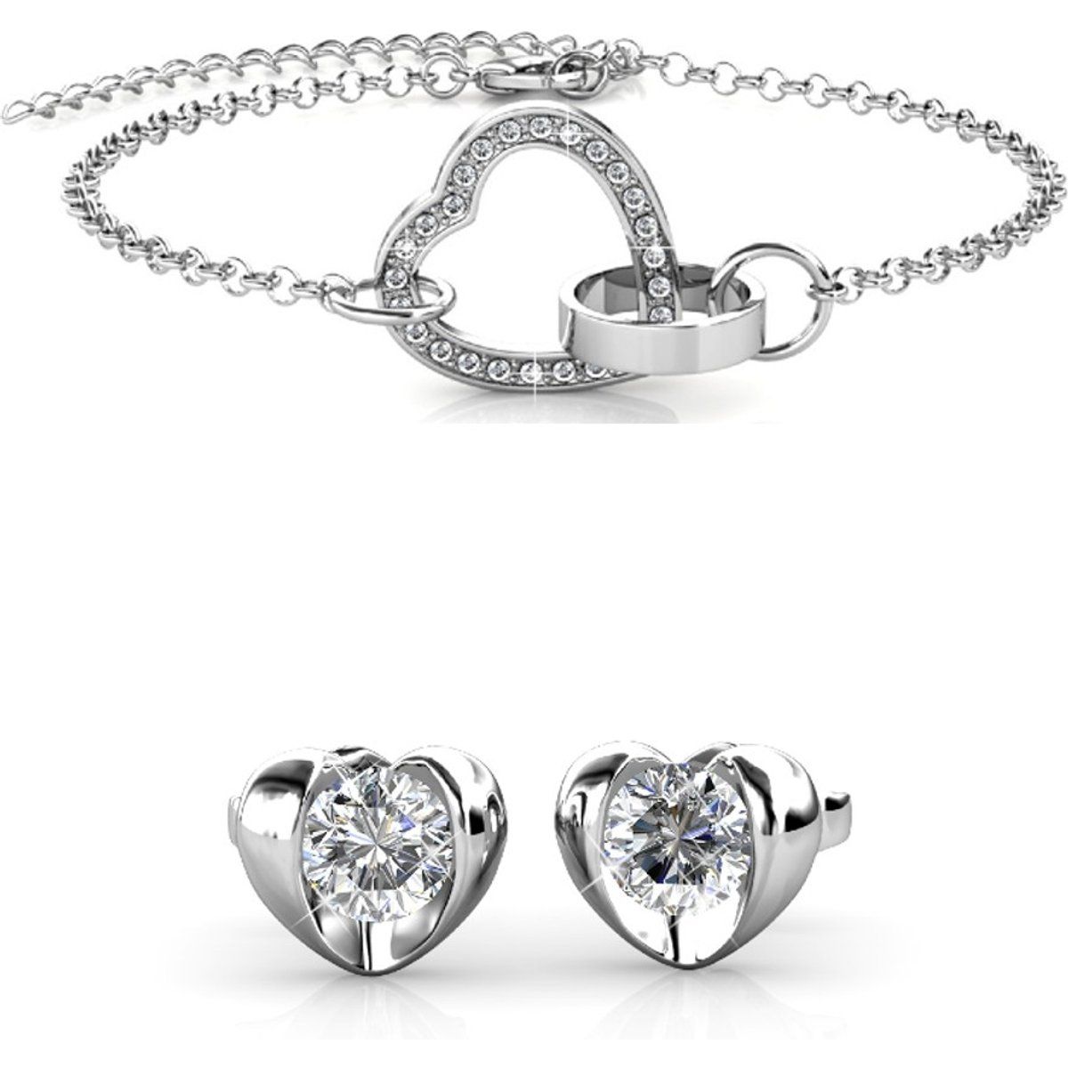 Schmuckset mit Ineinandergreifenden Herzen