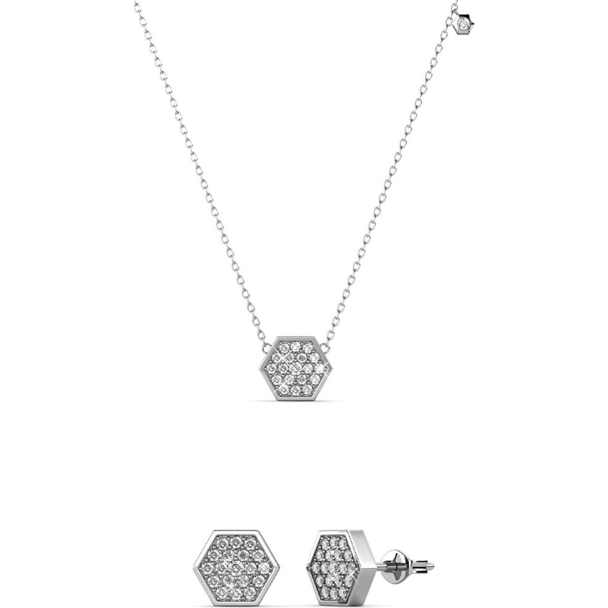 Funkelndes Schmuckset mit Sechseck-Anhängern
