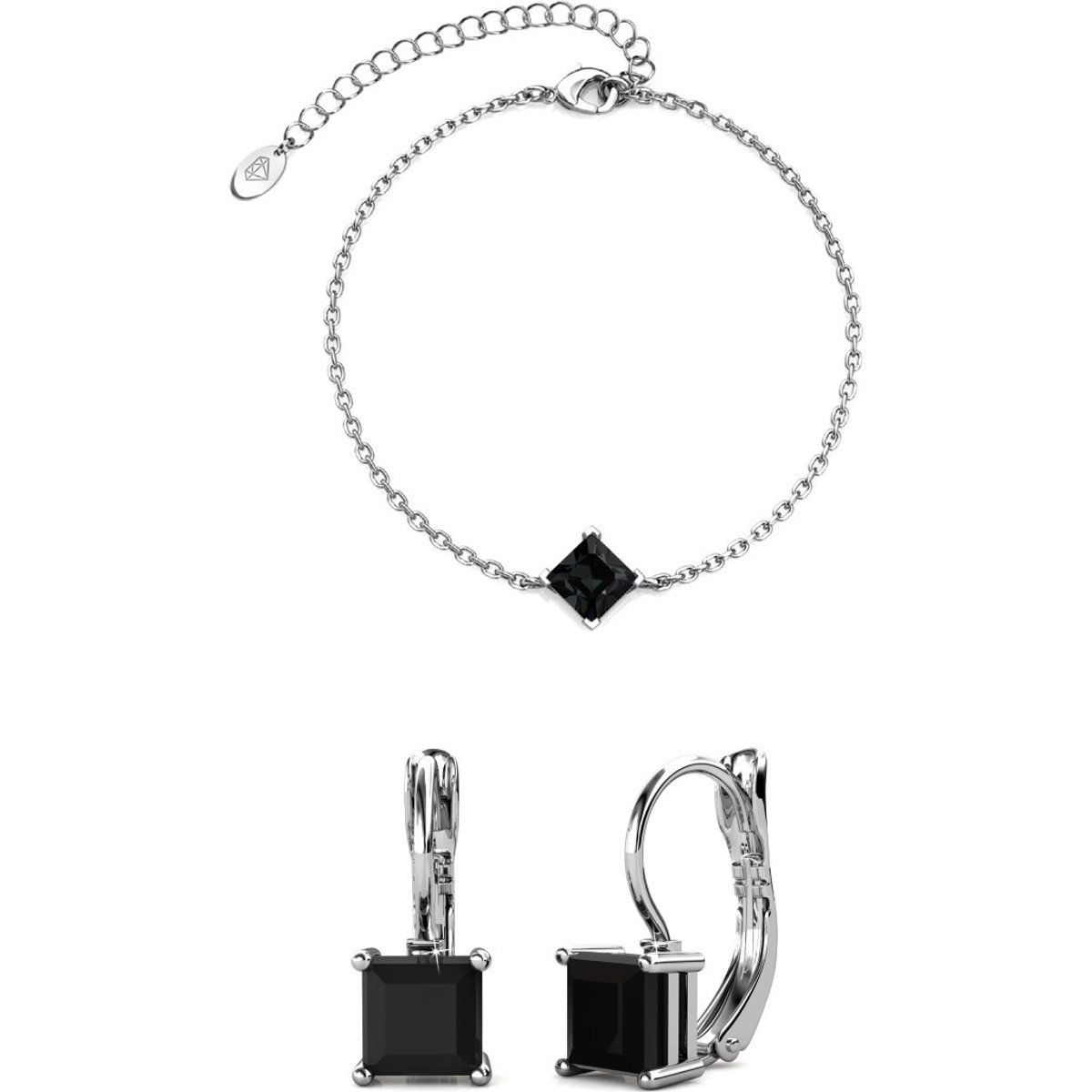 Minimalistisches Schmuckset mit Quadratkristall
