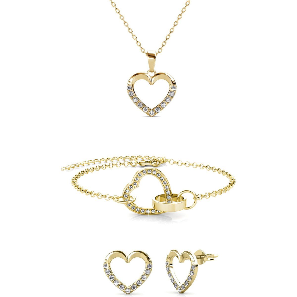 Schmuckset mit Kristallherzen