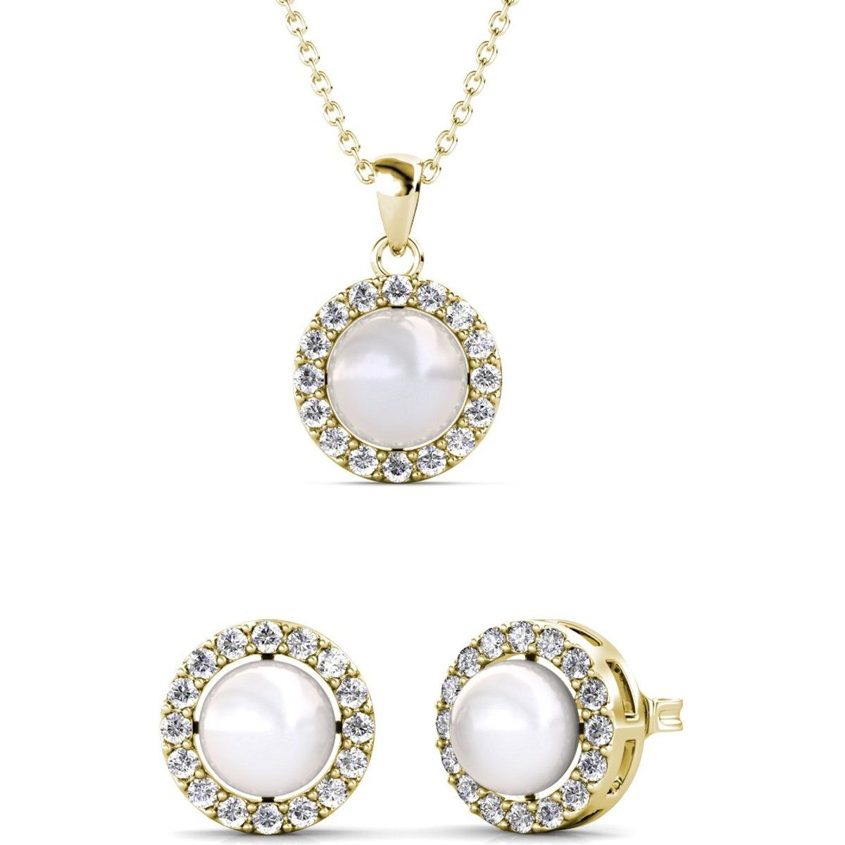 Halo-Perlen- und Kristall-Schmuckset