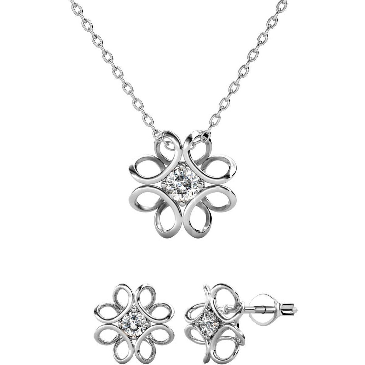 Florales Schmuckset mit Kristallen