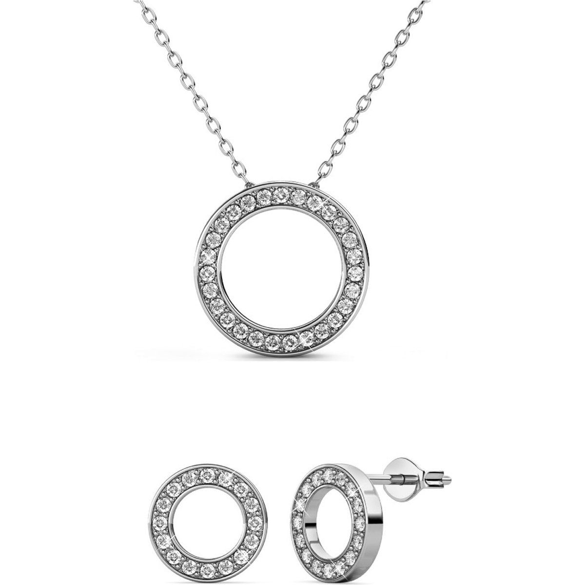 Halo-Schmuckset mit kreisförmigem Pavé