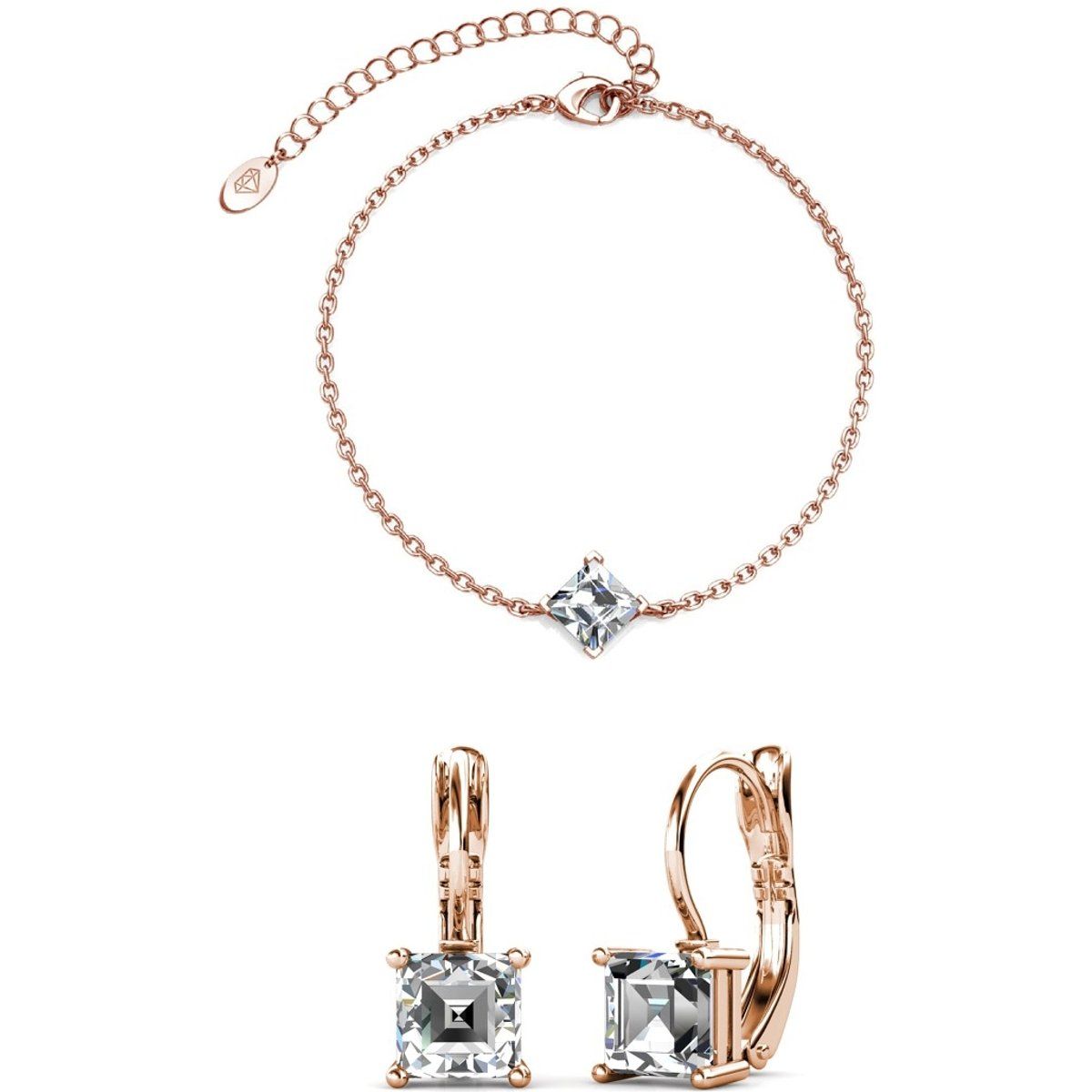 Elegantes Schmuckset mit quadratischem Kristall