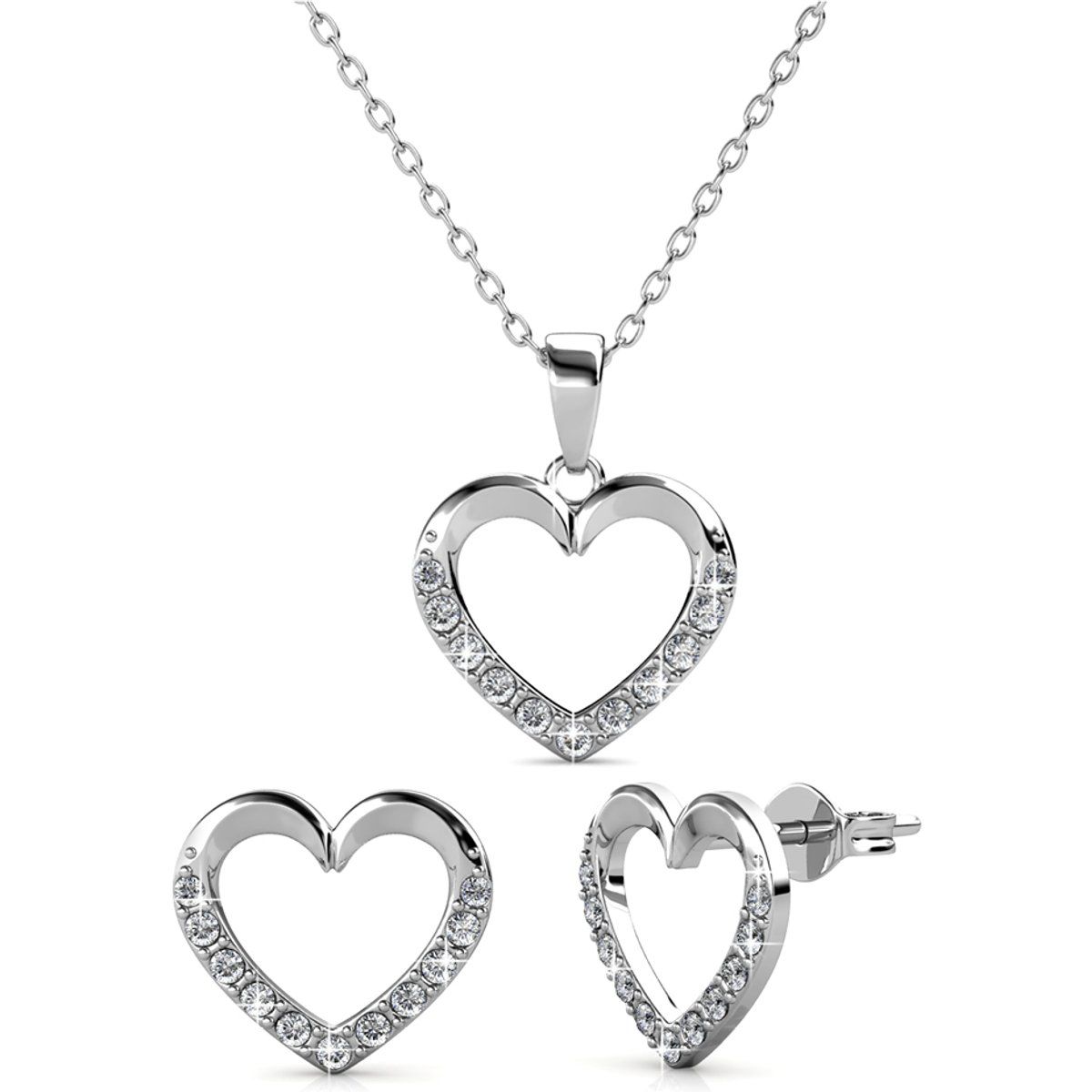 Funkelndes Kristall-Herz-Schmuckset