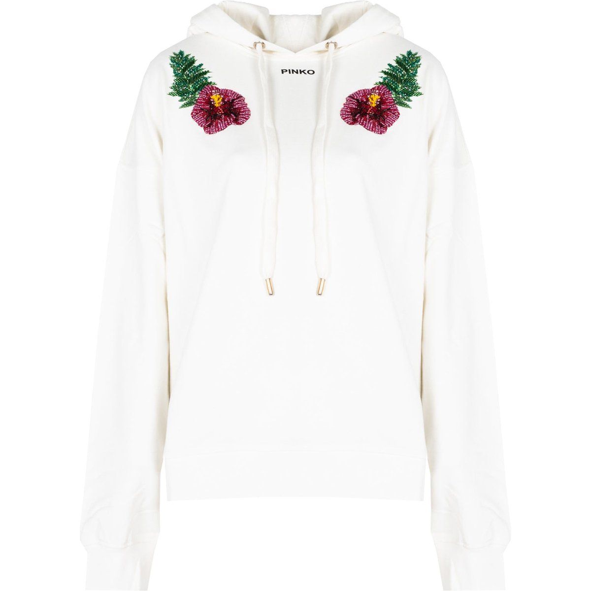 Hoodie mit floralen Paillettenapplikationen