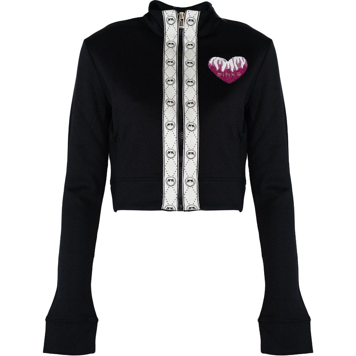 Kurze Reißverschluss-Bluse mit Herz-Patch