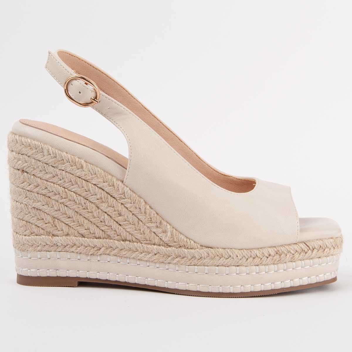 Peeptoe-Keilsandaletten mit Fersenriemen