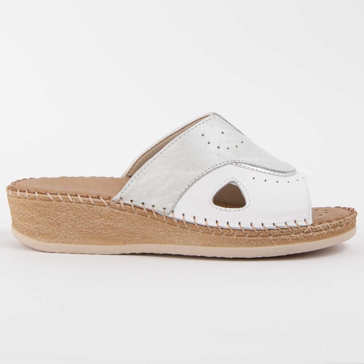 Bequeme Leder-Pantolette mit Keilabsatz