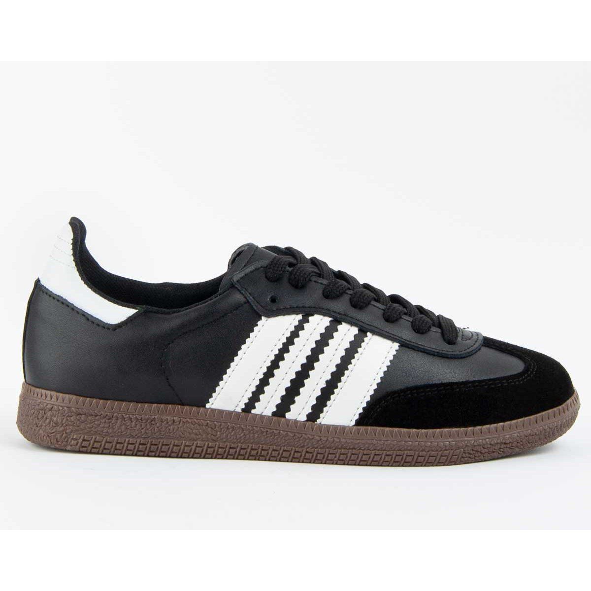 Leder-Sneaker mit Kontraststreifen