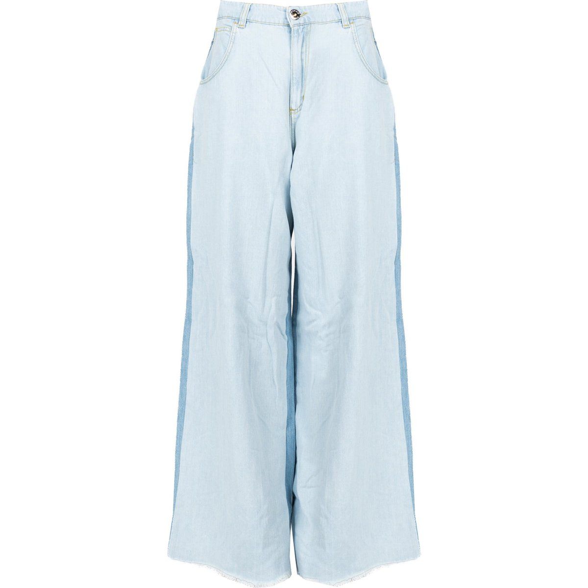 Zweifarbige Denim mit weitem Bein