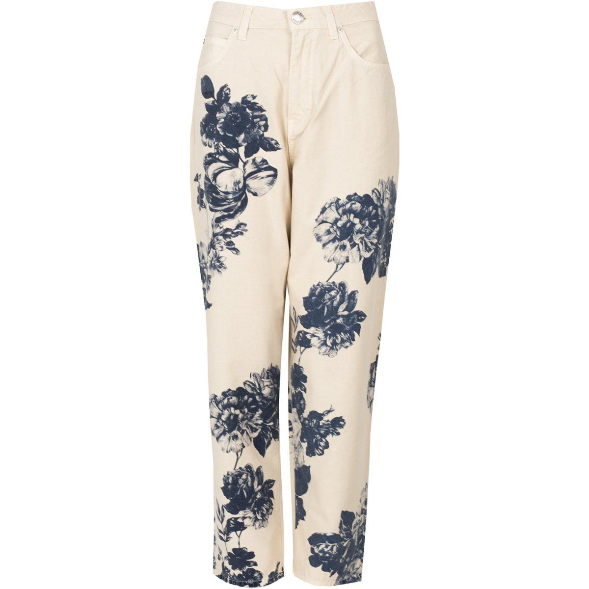 Gerade Hose mit großem Blumenmuster