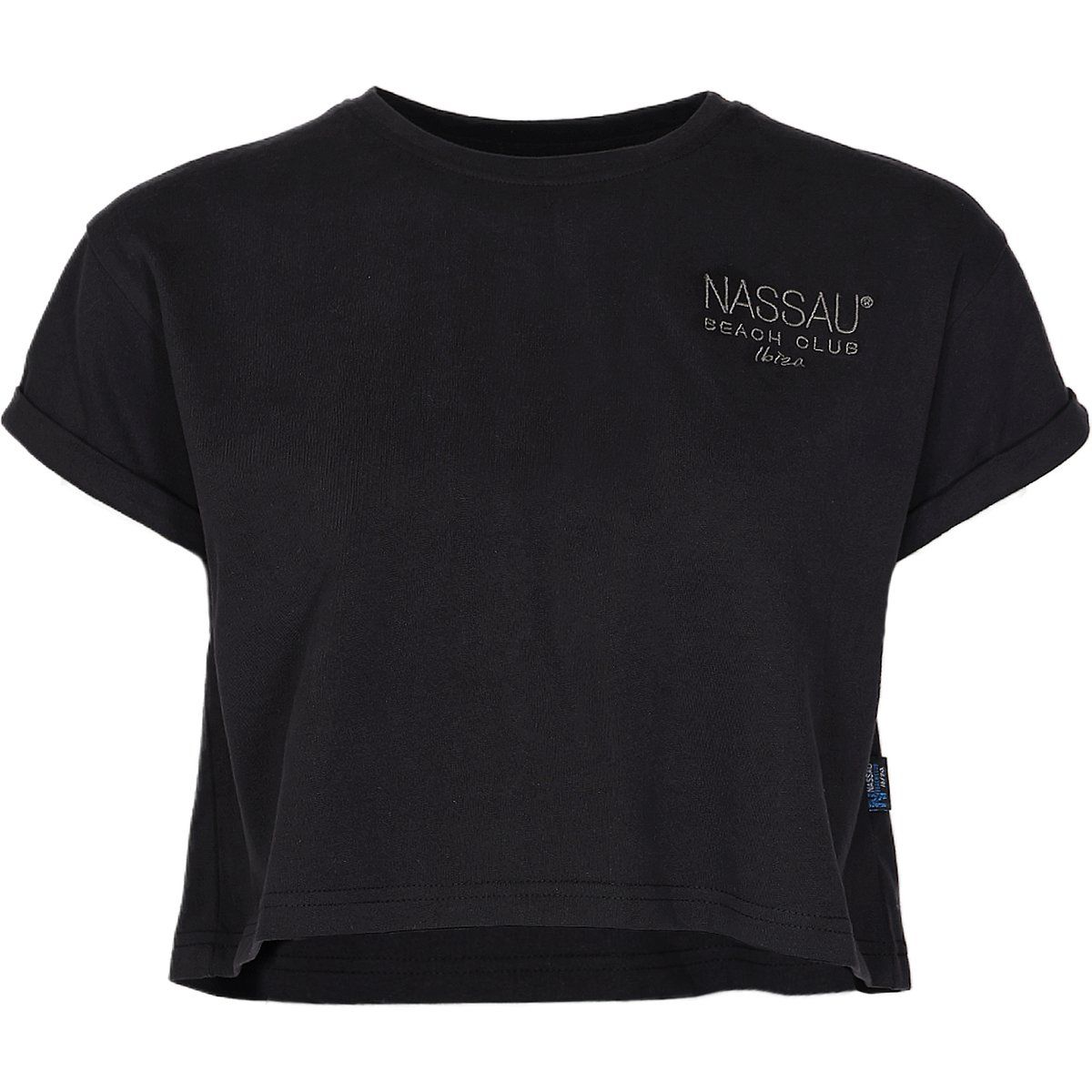 Boxy Crop-T-Shirt mit Stickerei