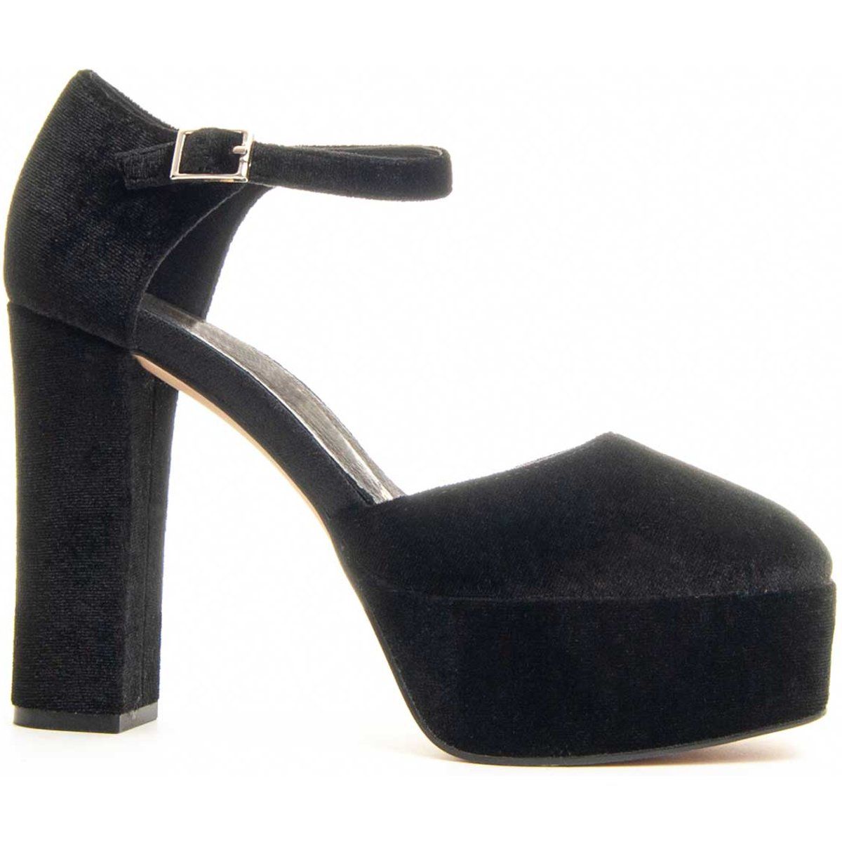 Chunky Plateau-Pumps aus Samt