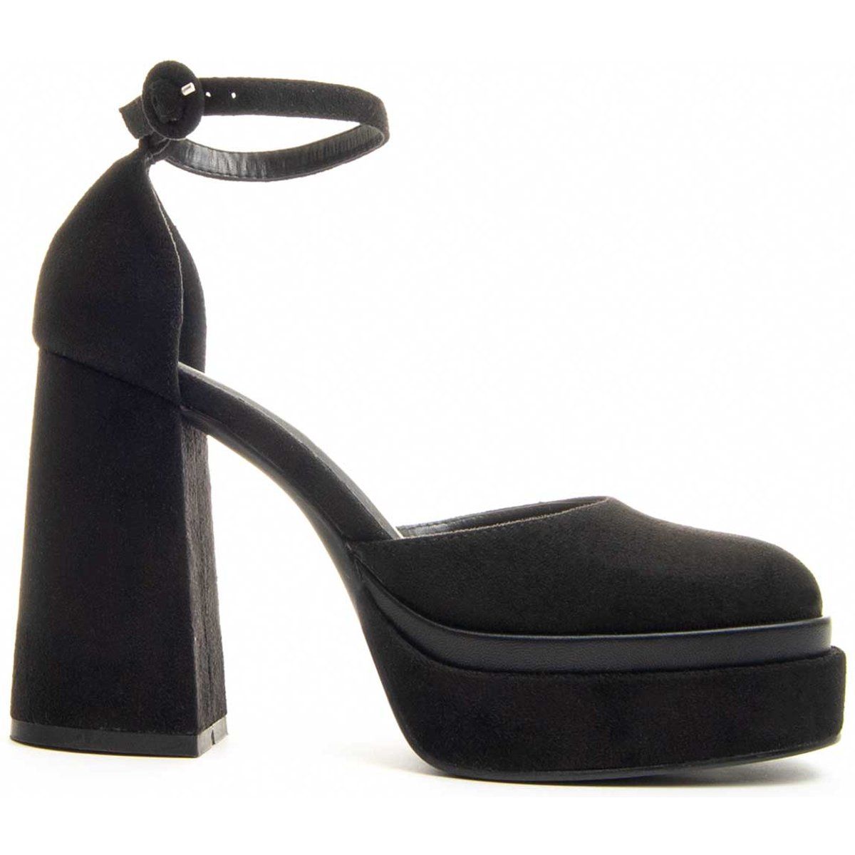Plateau-Pumps aus Wildleder mit Fesselriemen
