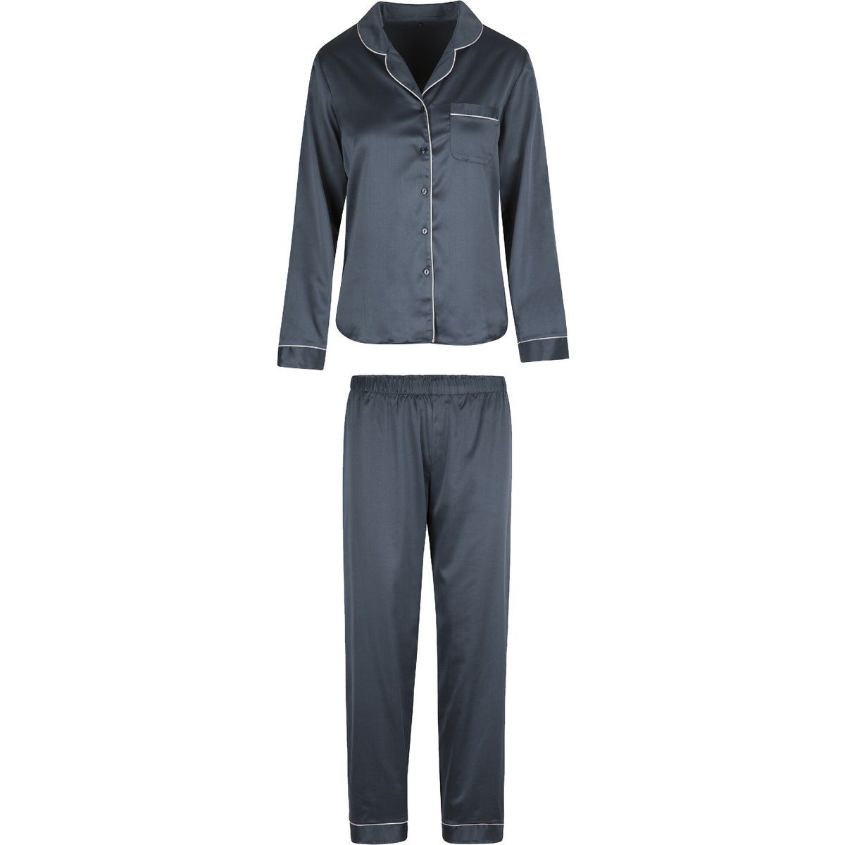 Elegantes Satin-Pyjama-Set mit Paspelierung