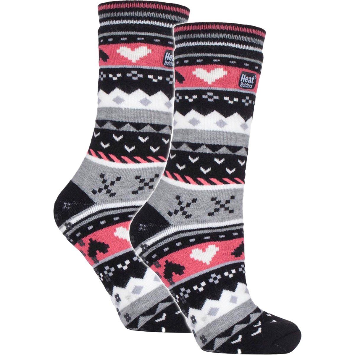Thermosocken mit Herzmuster und Noppen