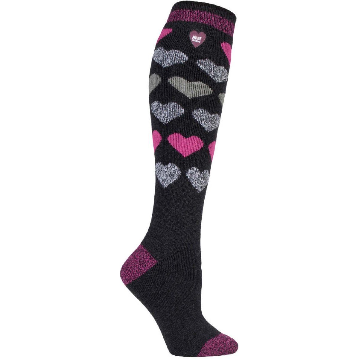 Kniehohe Thermosocken mit Herzmuster