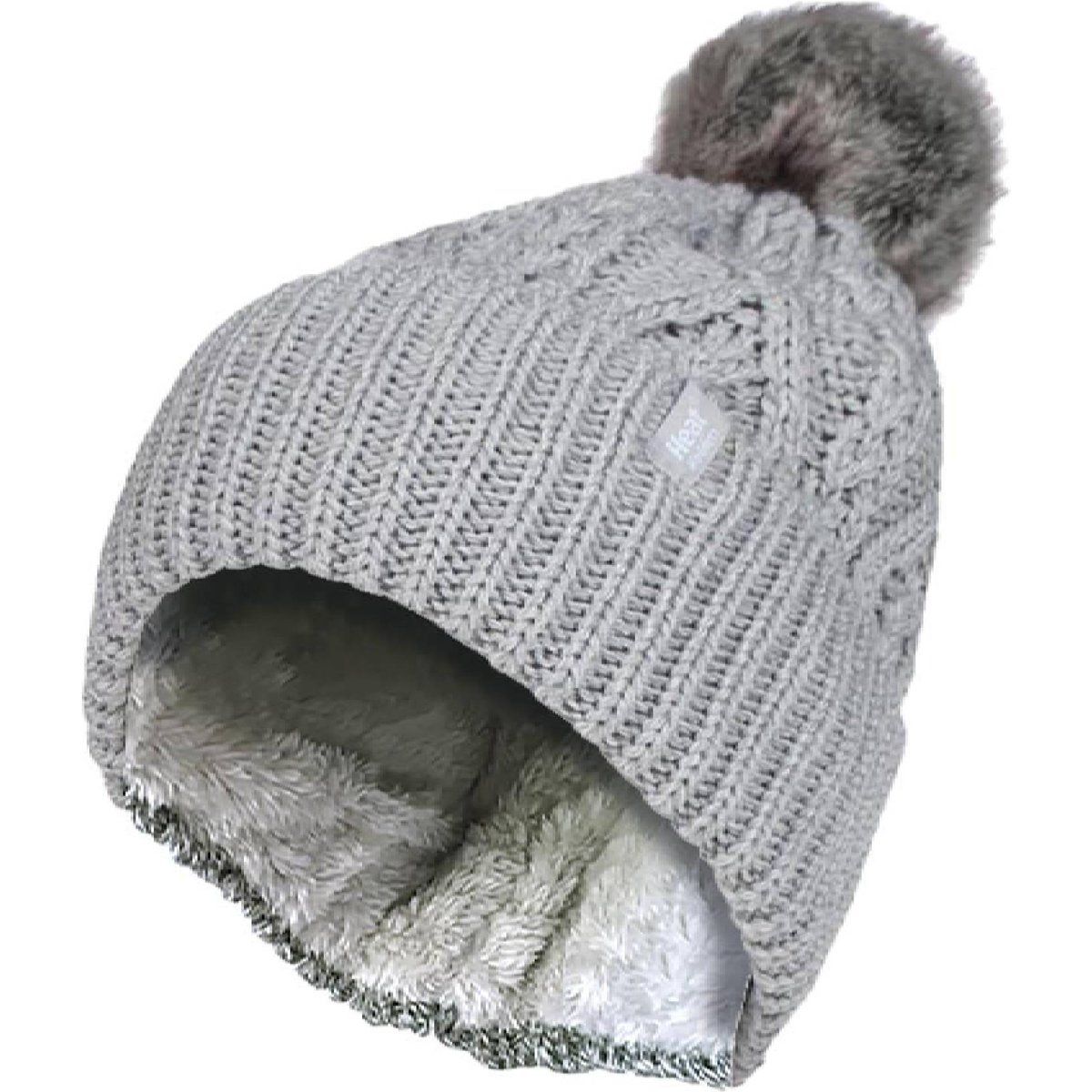 Zopfstrickmütze mit Pompon