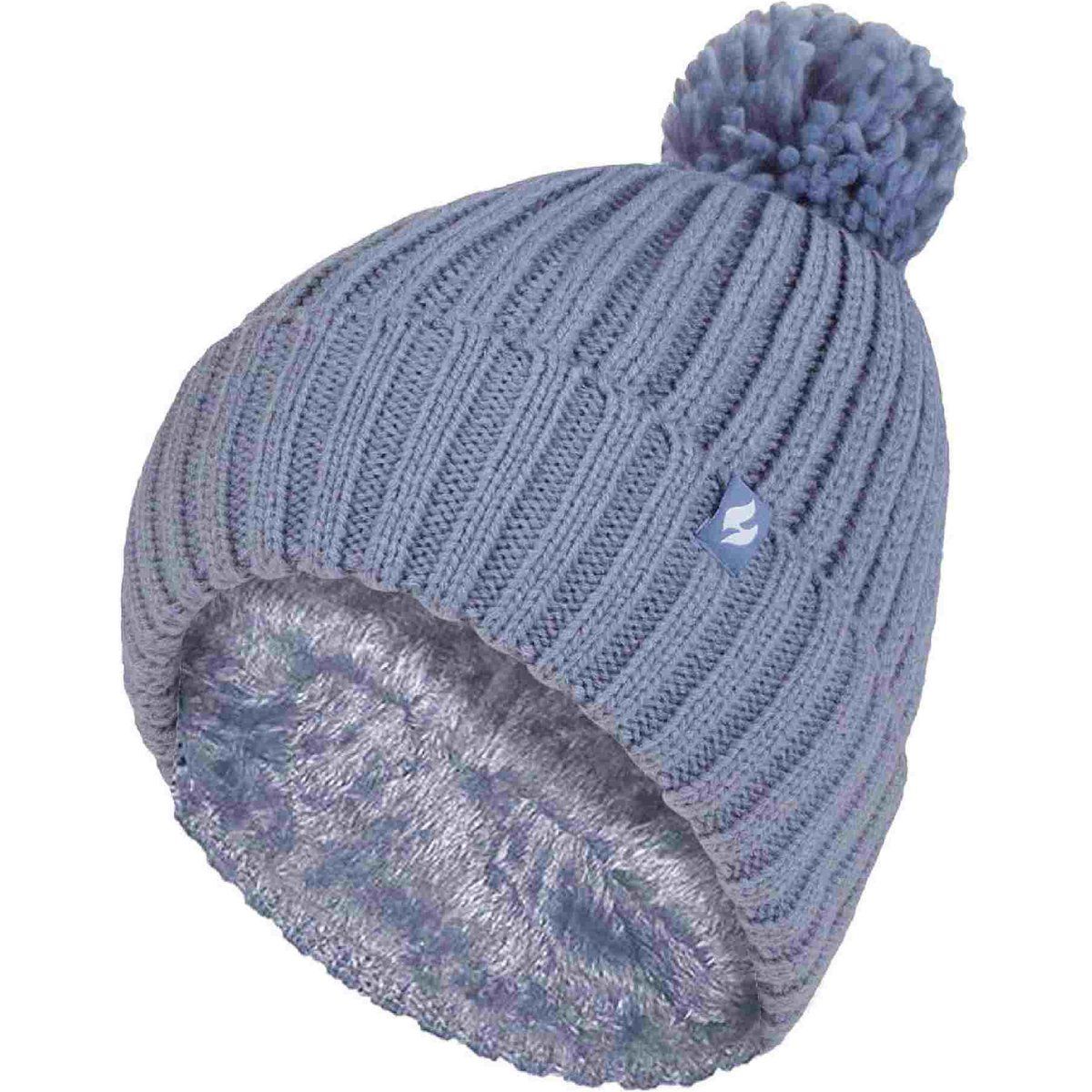Gerippte Thermo-Beanie mit Bommel