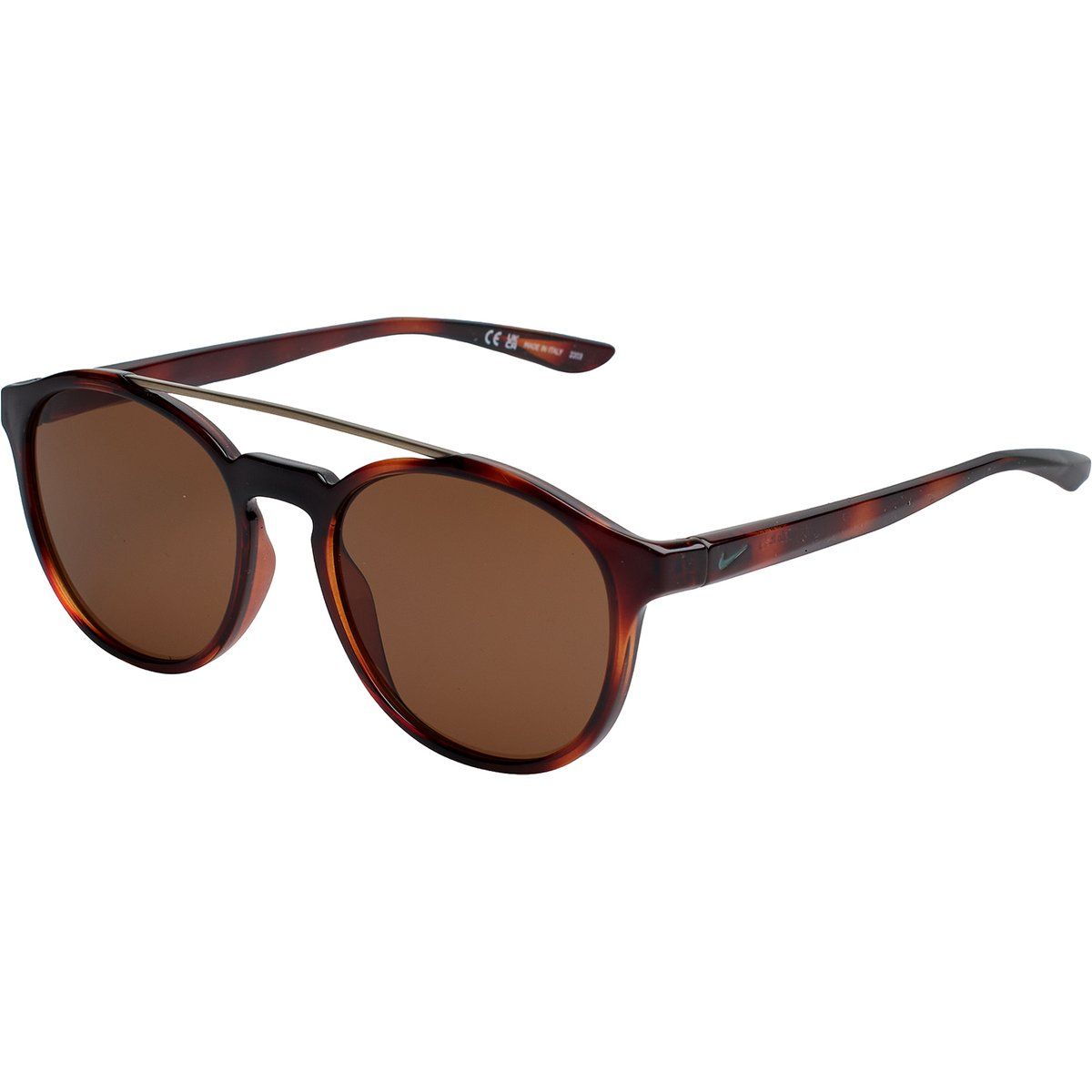 Runde Schildpatt-Sonnenbrille mit Metallsteg