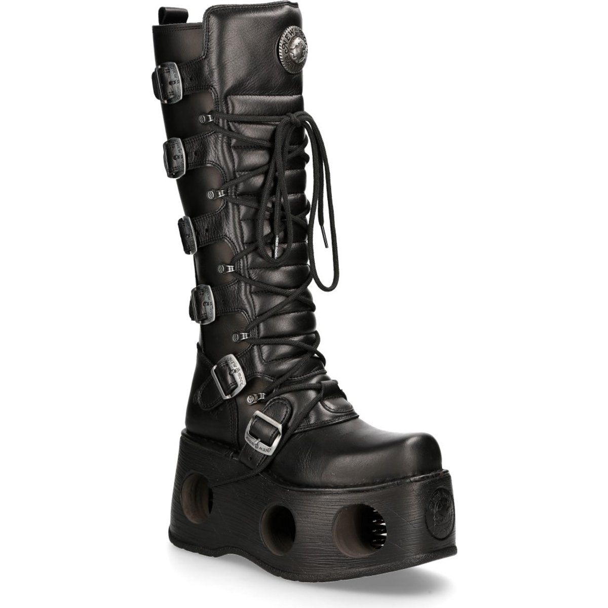 Metallische Plateau Kniehohe Gothic-Stiefel