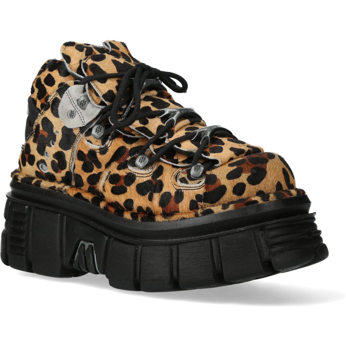 Klobige Plateau-Stiefeletten mit Leopardenmuster