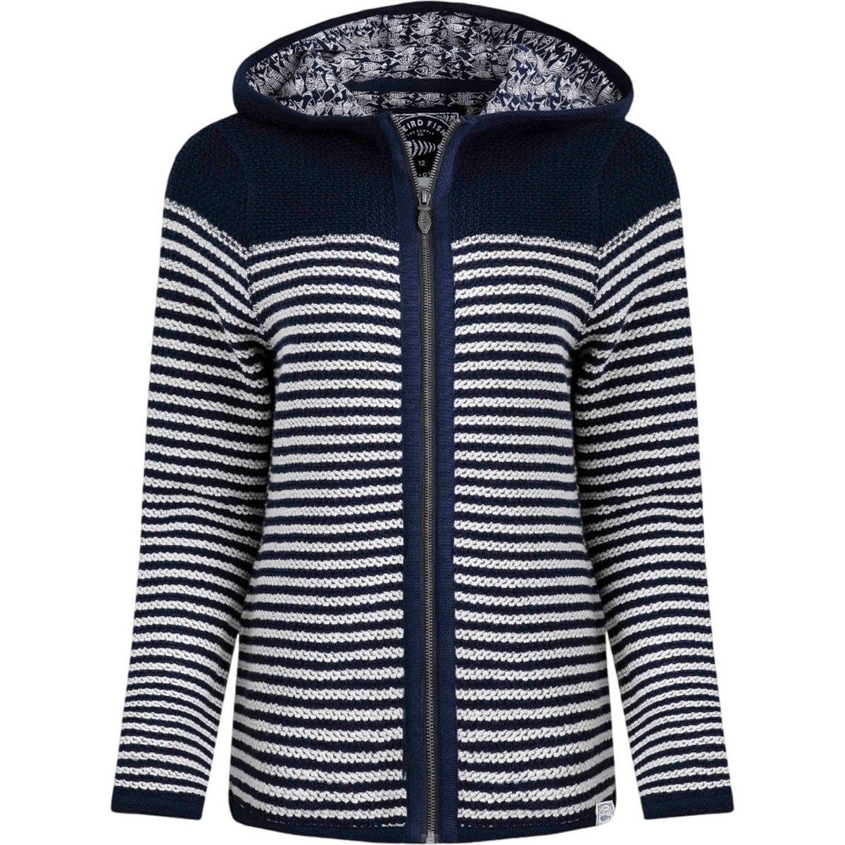 Gestreifter Makkaroni-Strick-Zip-Hoodie