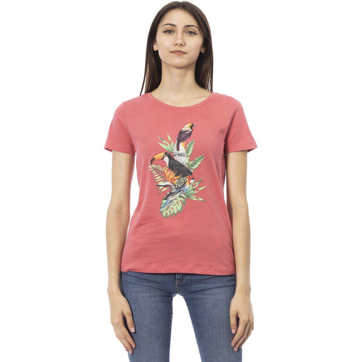 T-Shirt mit tropischem Vogelprint