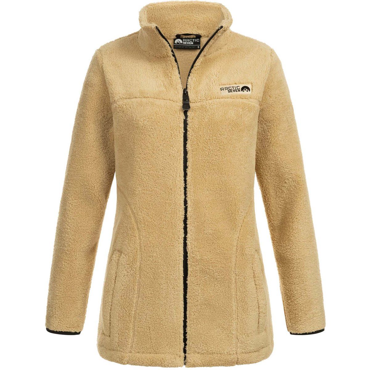 Lange Sherpa-Fleecejacke mit Reißverschluss