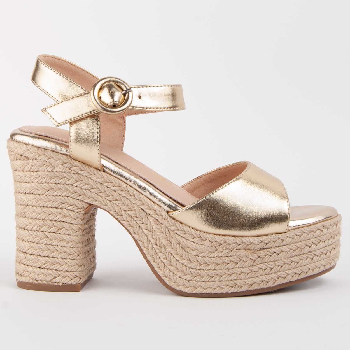 Metallische Plateau-Espadrille-Sandalen