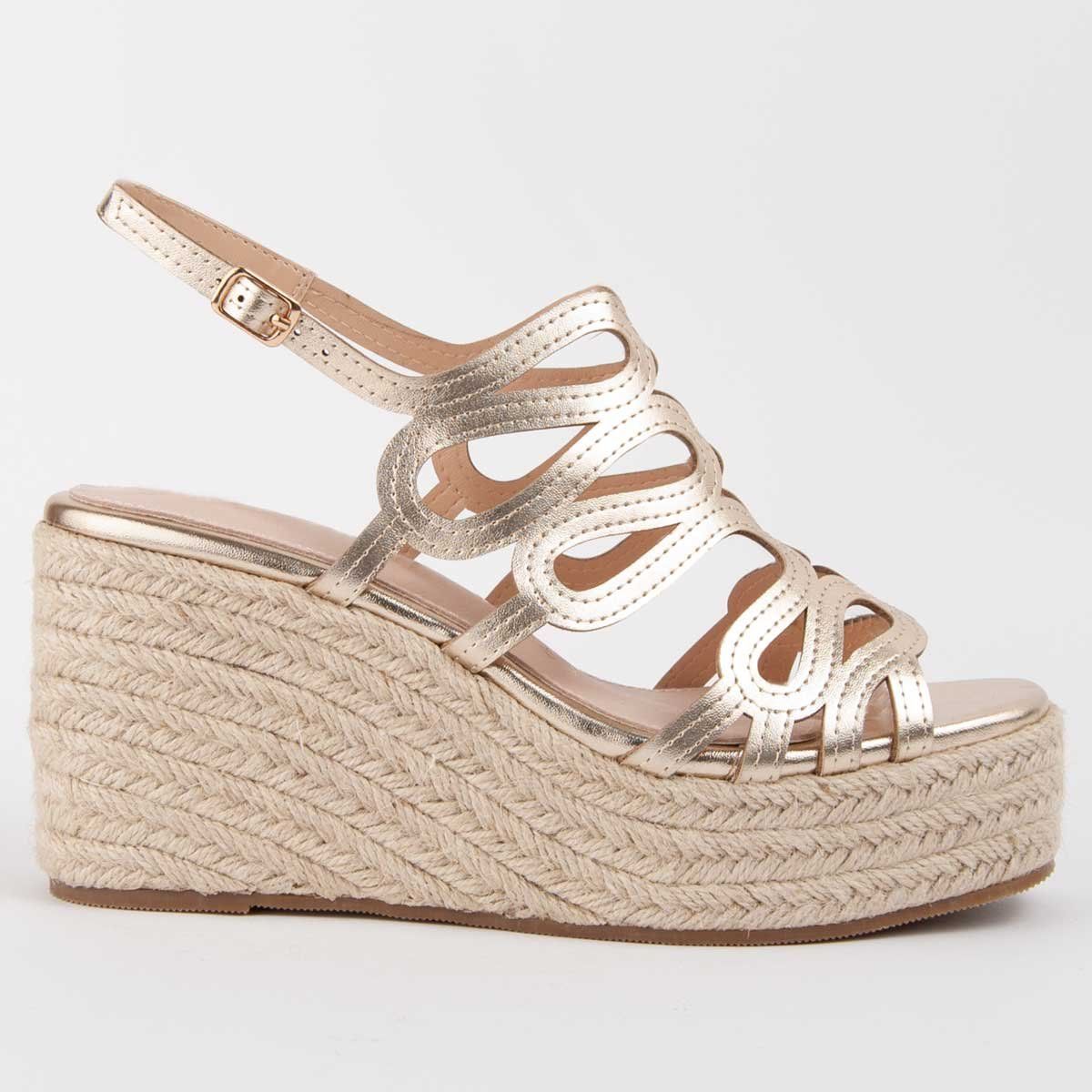 Espadrille-Keilsandalen mit Cut-Out-Muster
