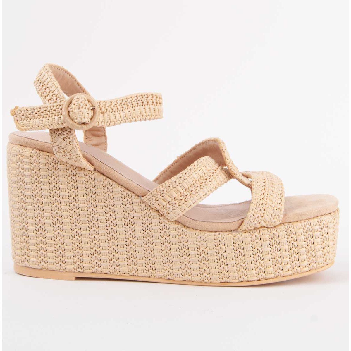 Gewebte Bast-Plateau-Keilsandalen