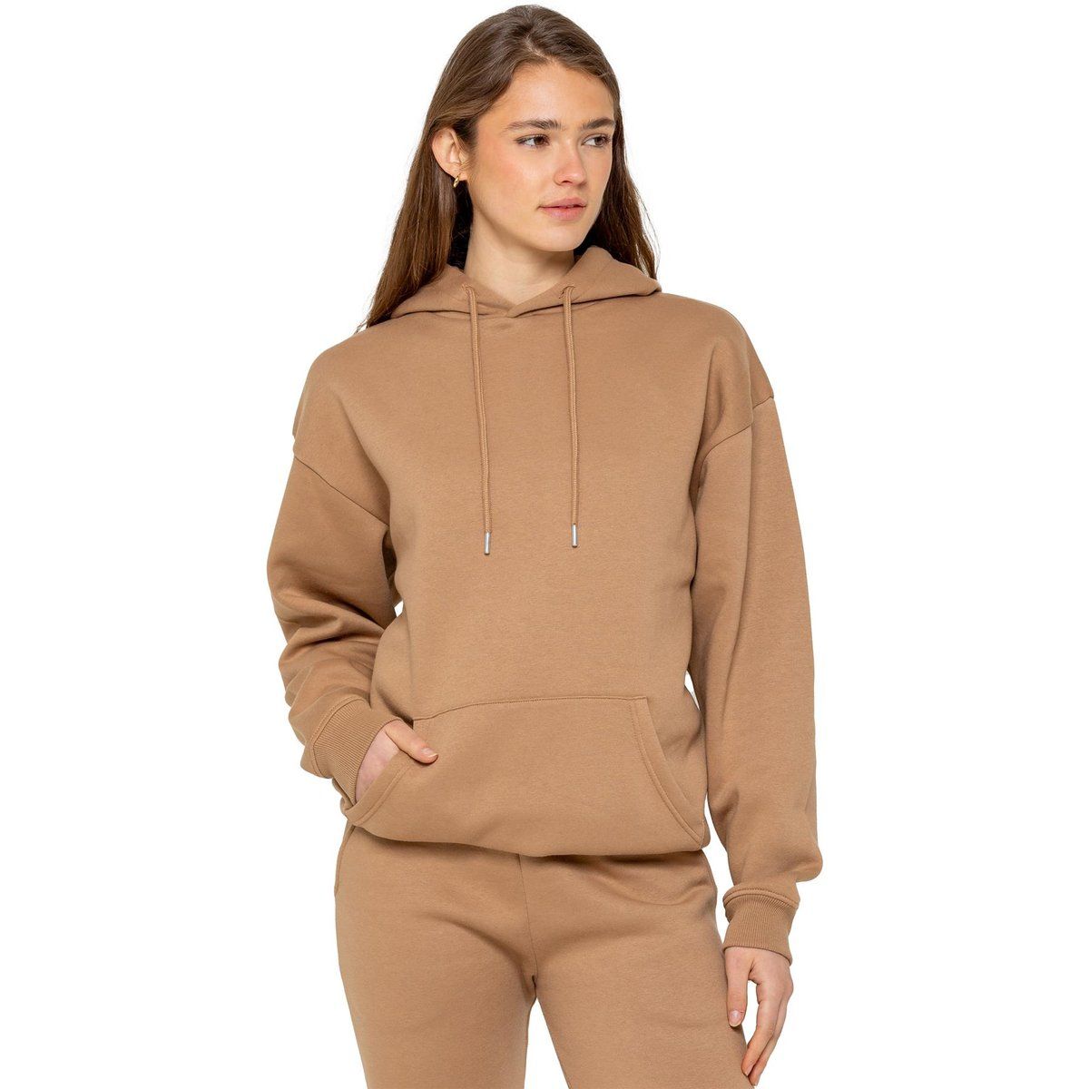 Oversized Fleece-Gefütterter Kapuzenpullover