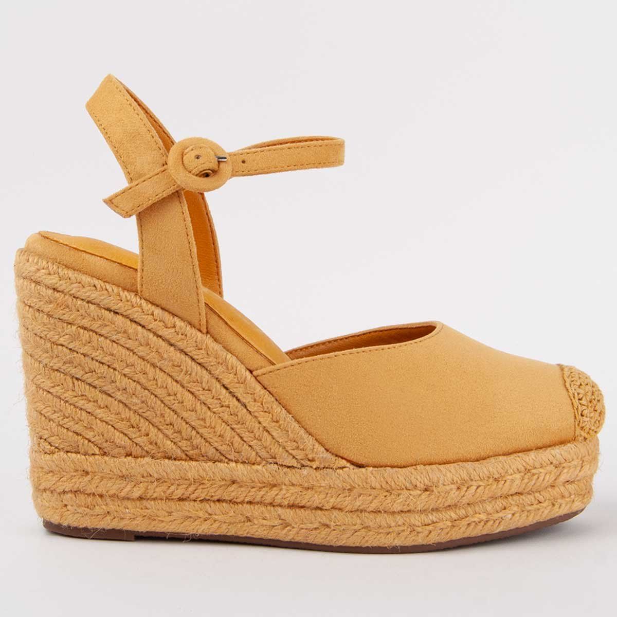 Klassische Espadrille-Keilsandaletten mit Schnalle