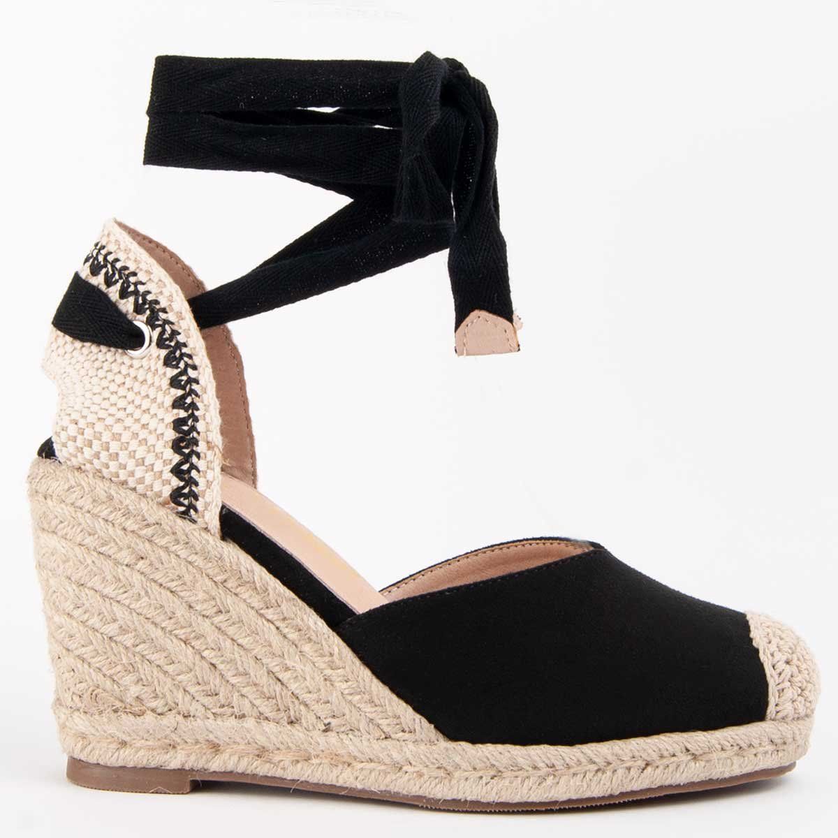 Keil-Espadrilles mit Wickelverschluss