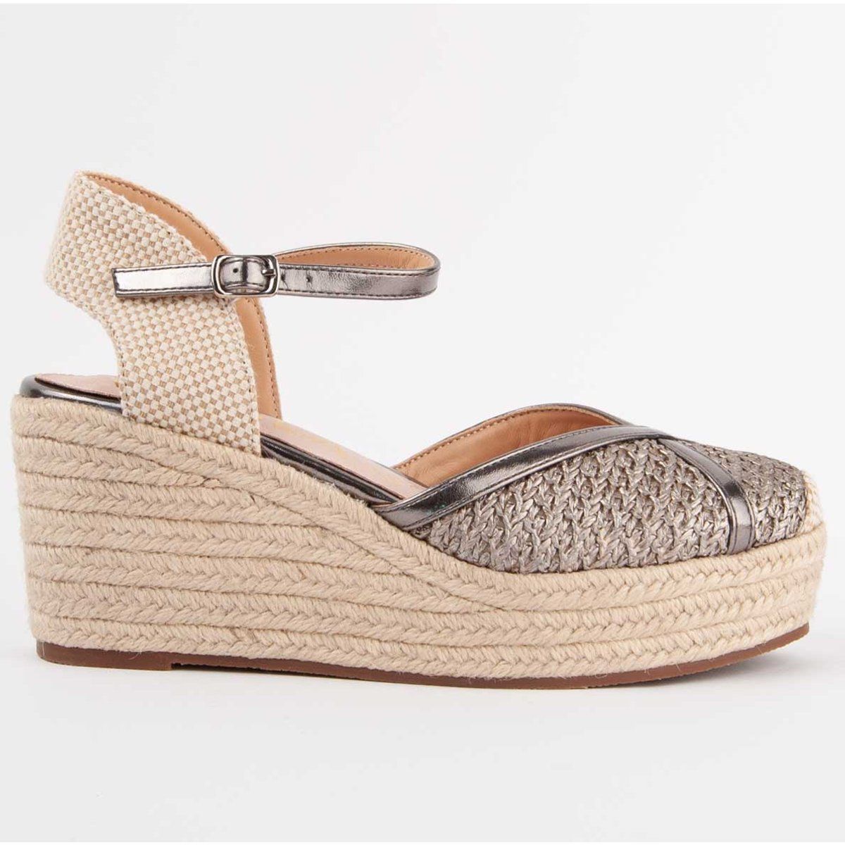 Metallic Gewebte Keilabsatz-Espadrilles