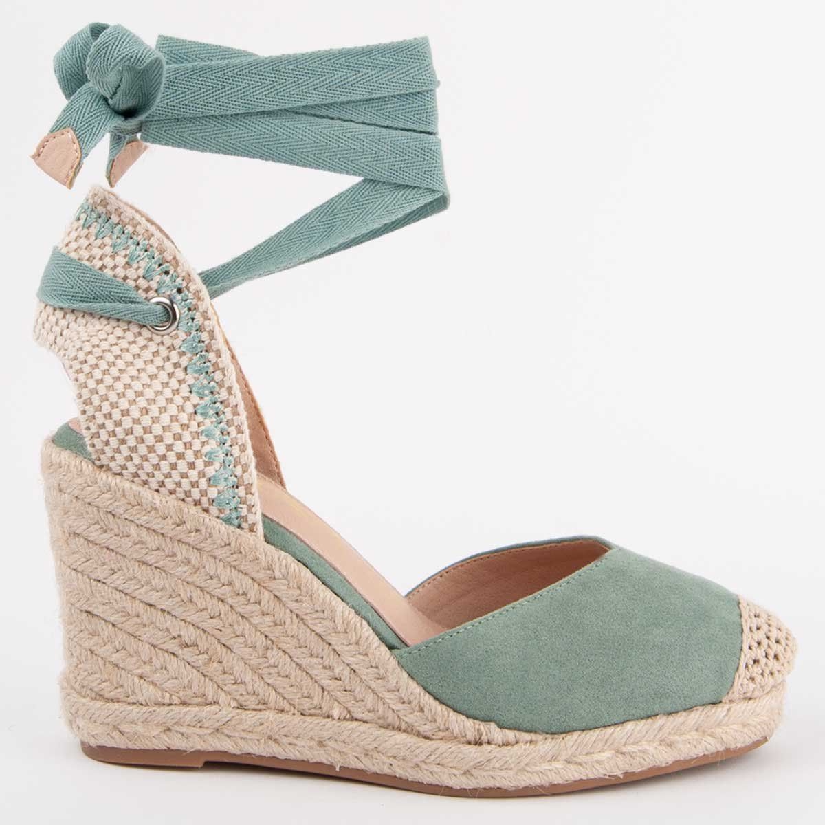 Keil-Espadrilles mit Knöchelschnürung