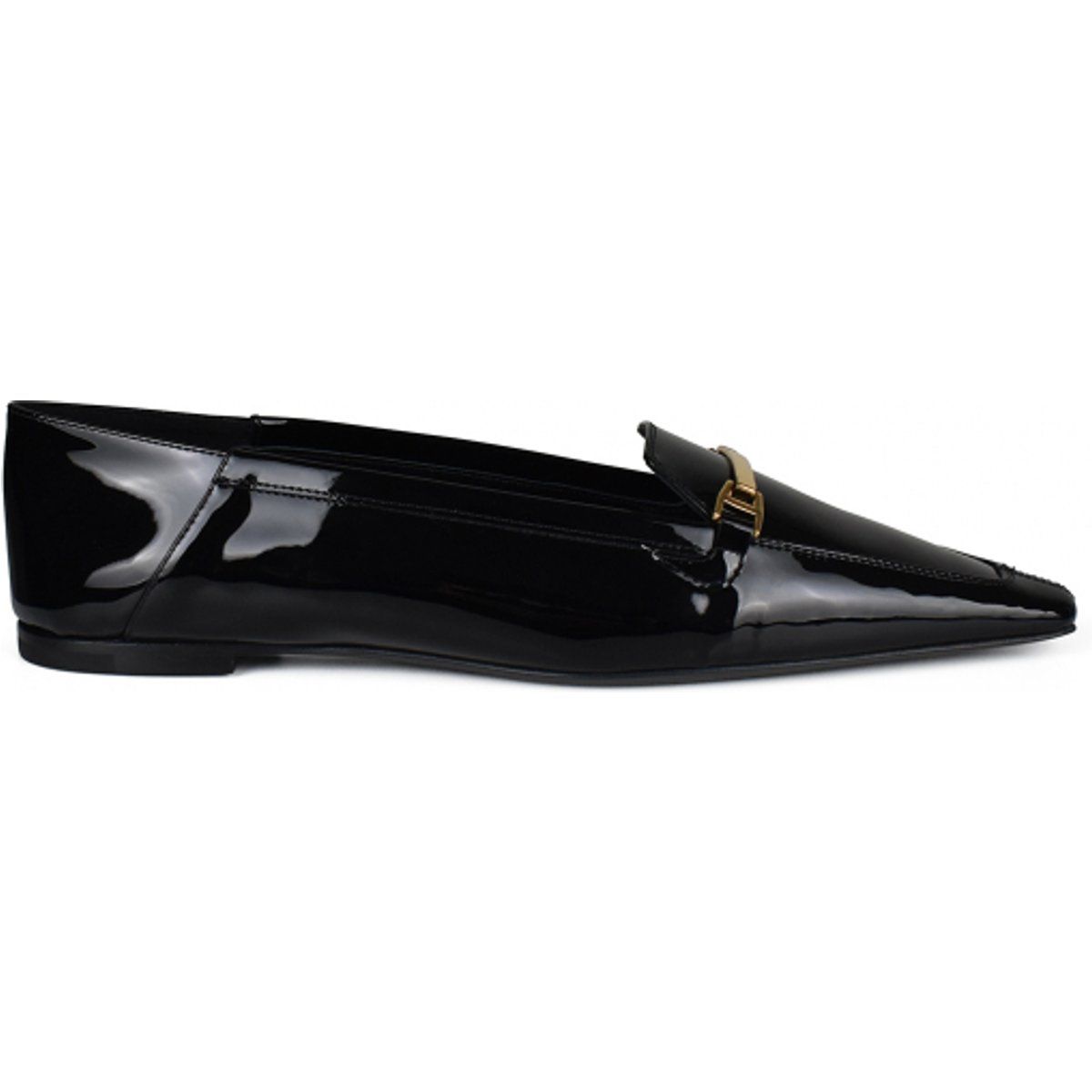 Spitze Lack-Loafer mit Gebiss-Detail