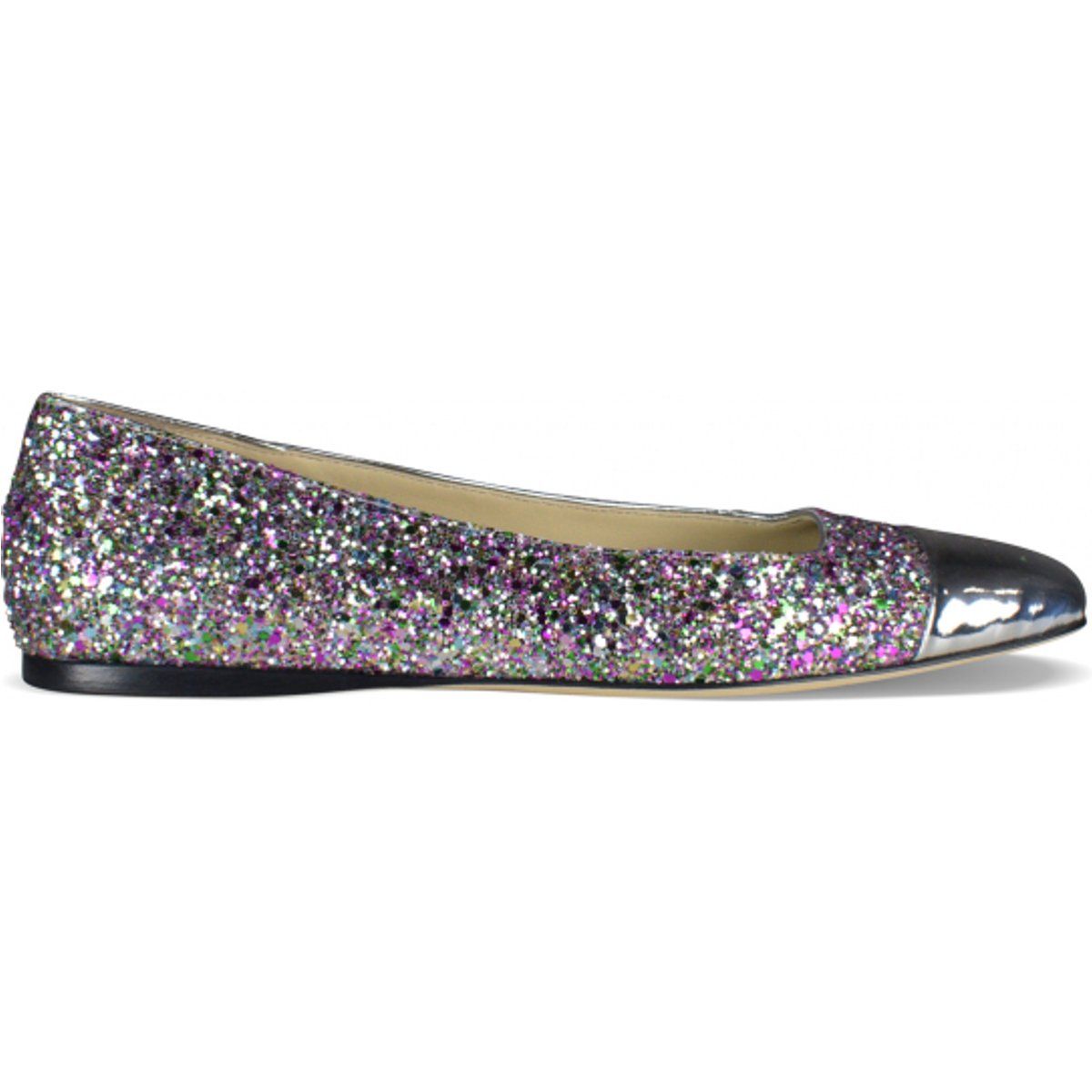 Glitzer-Ballerinas mit metallischer Kappe