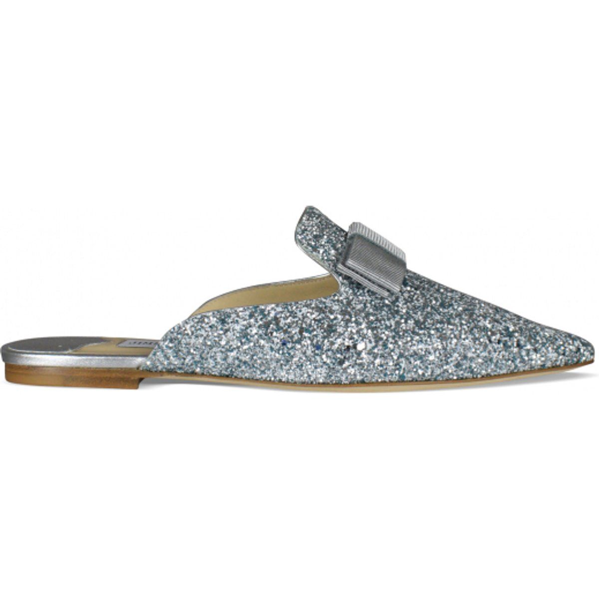 Glitzer-Mules mit Schleife