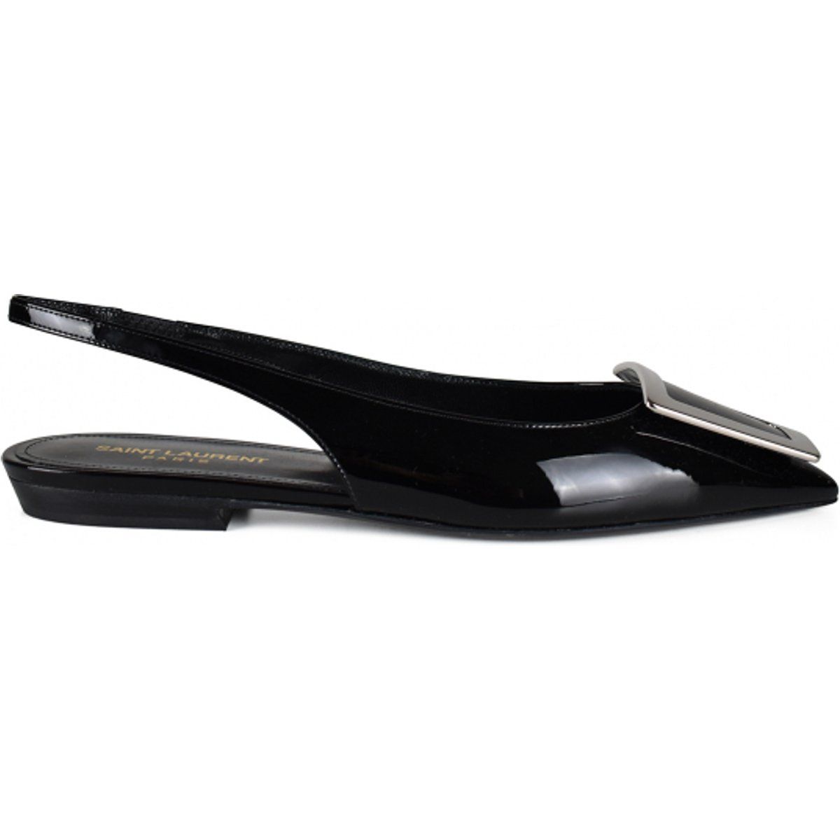 Slingback-Ballerinas aus Lackleder mit Schnalle