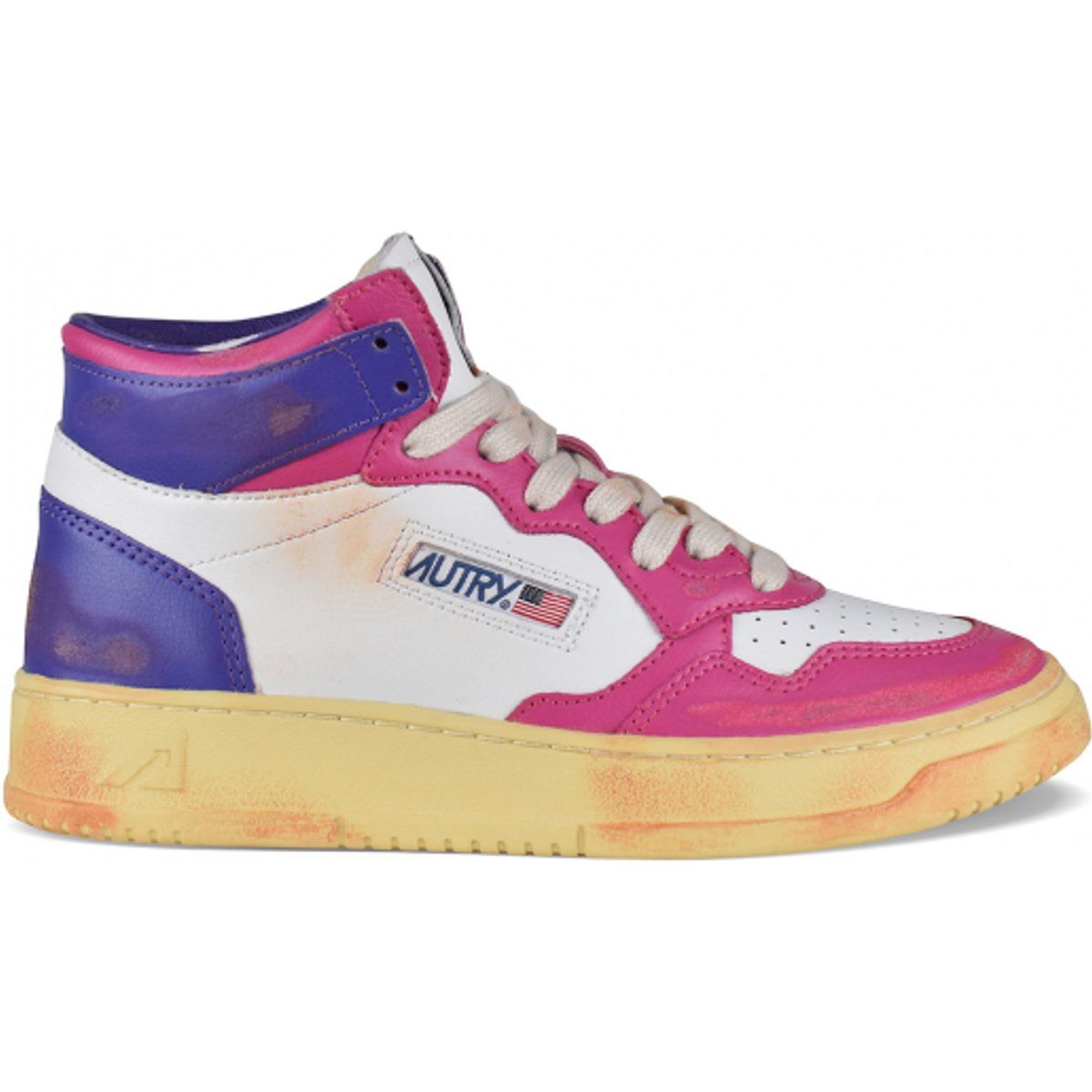 Distressed Leder-Sneaker High-Top