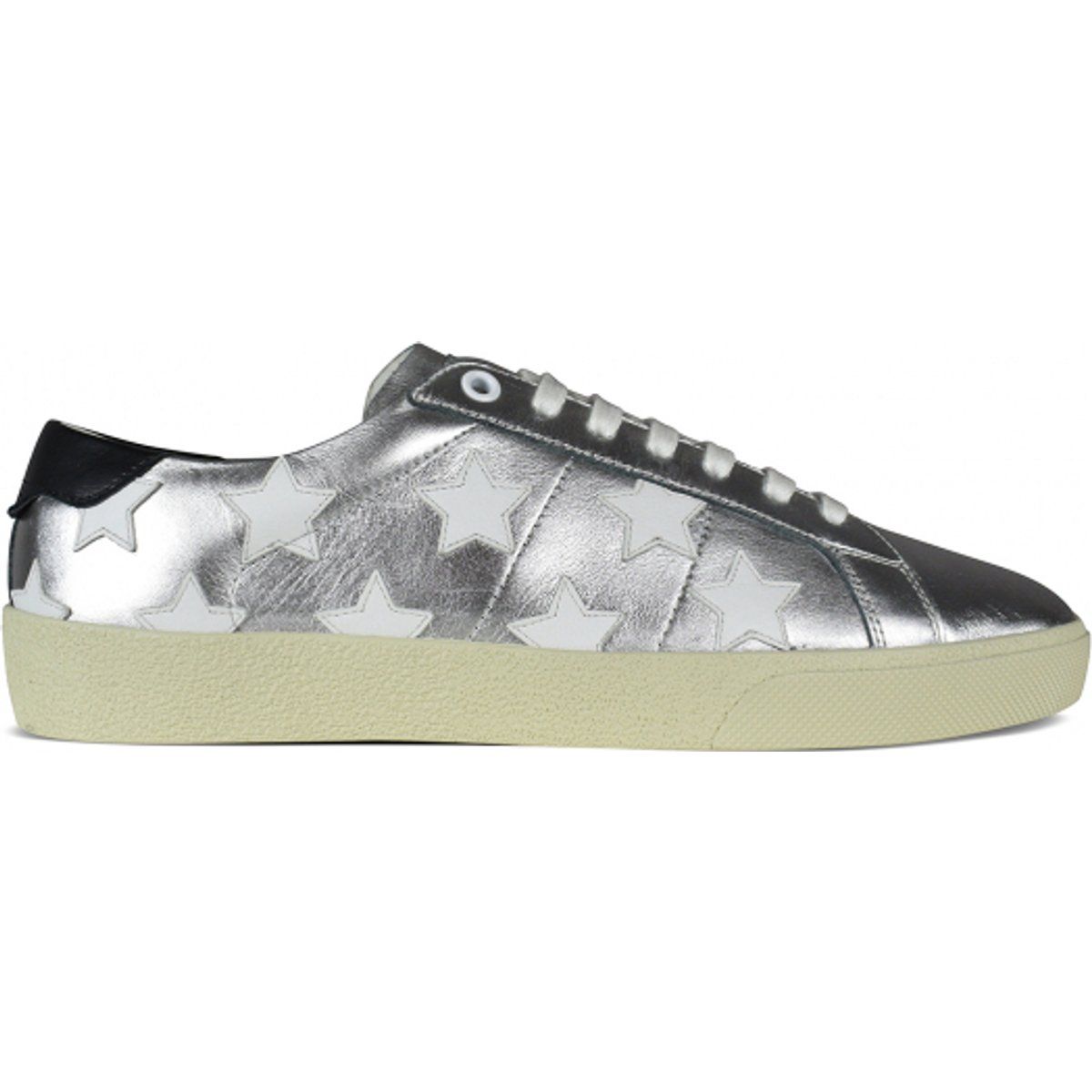 Metallische Leder-Sneaker mit Sternen
