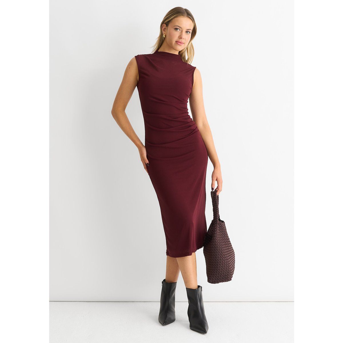 Midikleid mit Raffungen aus Jersey