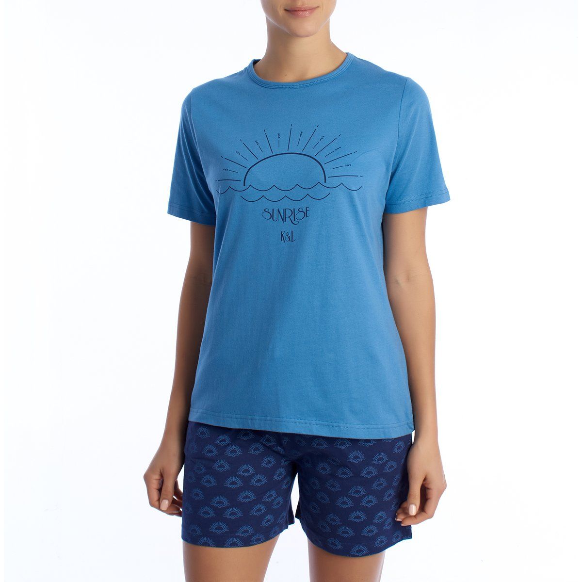 Baumwoll-Pyjama-Set mit Grafikdruck