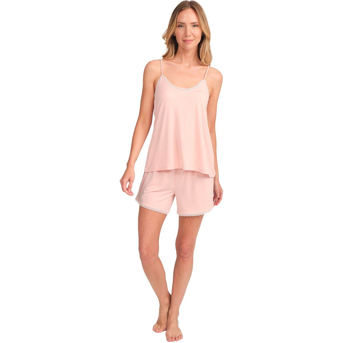 Modal-Pyjama-Set mit Spitzenbesatz