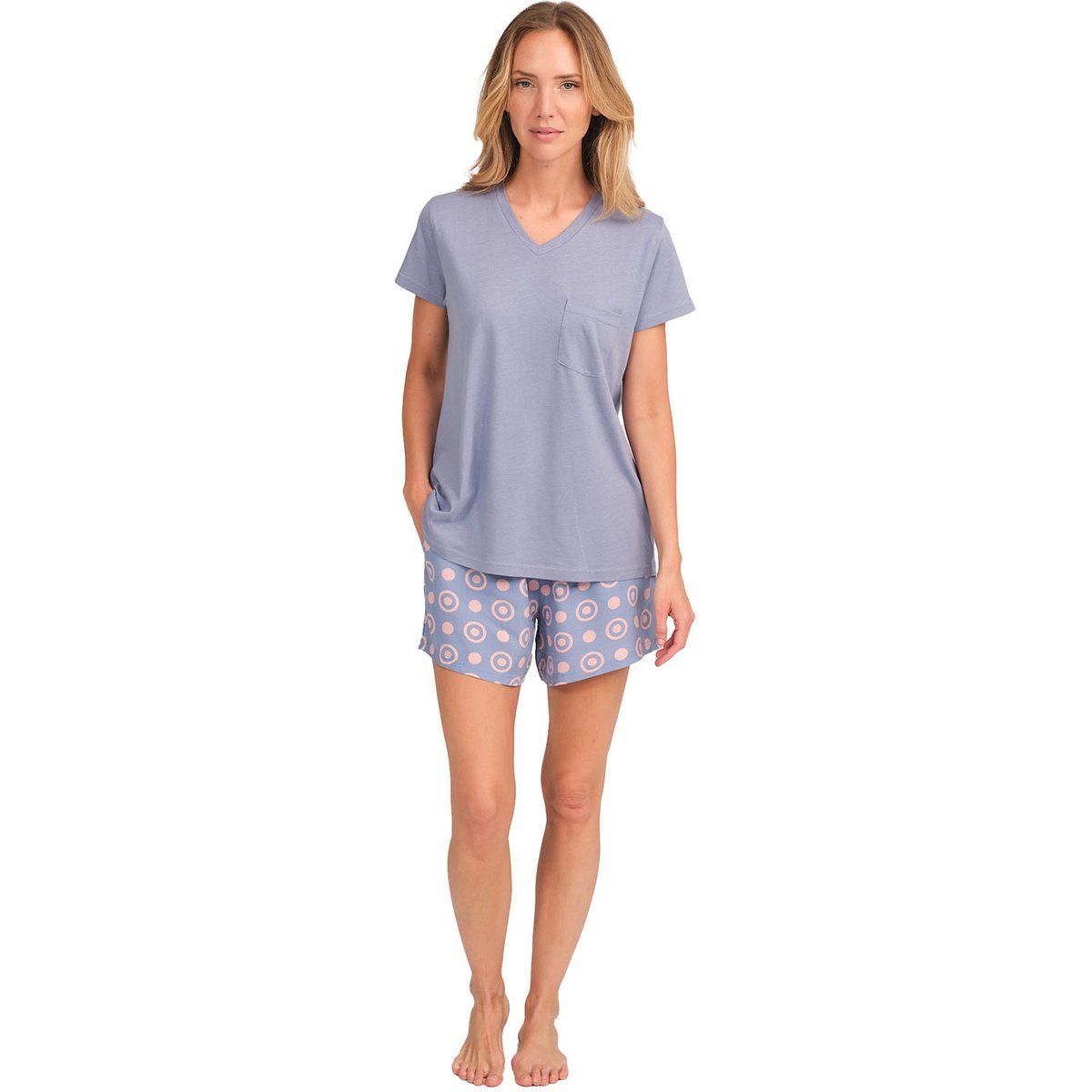 Entspanntes Pyjama-Set mit V-Ausschnitt